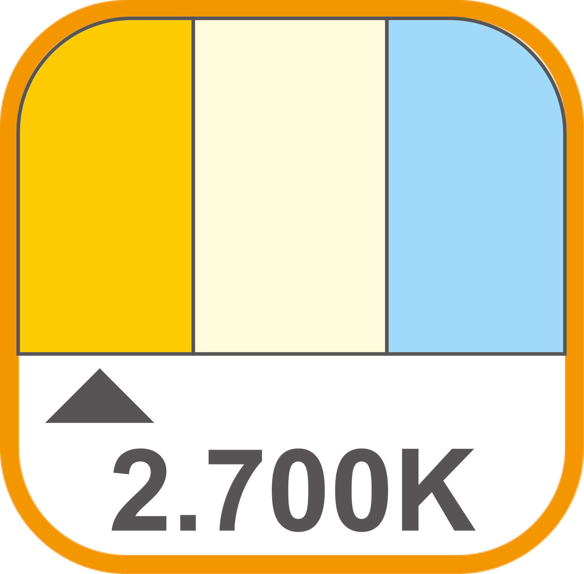 Symbol für warmweißes Licht (2.700K)