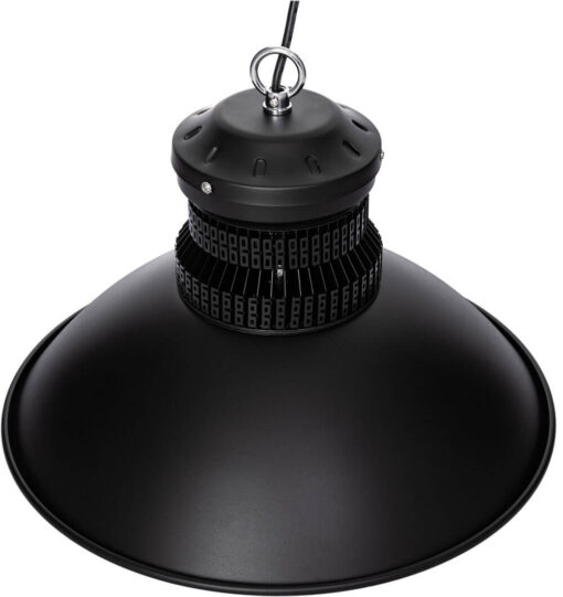 LED Hallenstrahler AML-HBB im Retrofit Design, Ansicht von oben und seitlich.