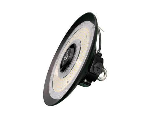LED Hallenstrahler AML GX Seitenansicht mit sichtbaren LEDs, für effiziente und gleichmäßige Hallenbeleuchtung.